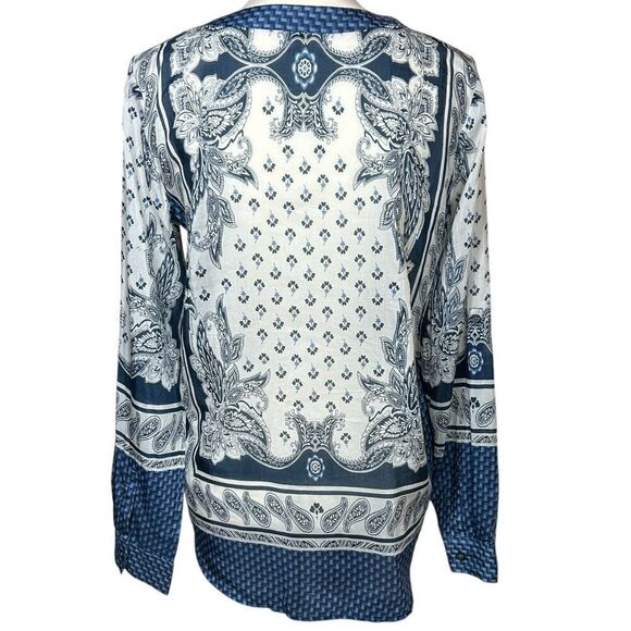 Ann Taylor Paisley Foulard Scarf Prink Silk Blend Long Sleeve Button Top Small - Picture 3 of 7